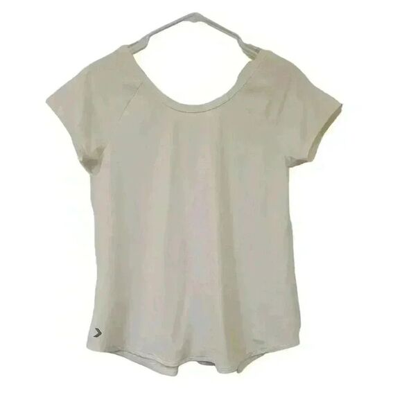 IFIT Women's Ivory Poly/Tencel Short Sleeve V-Back Slit Back T-shirt - Picture 1 of 11